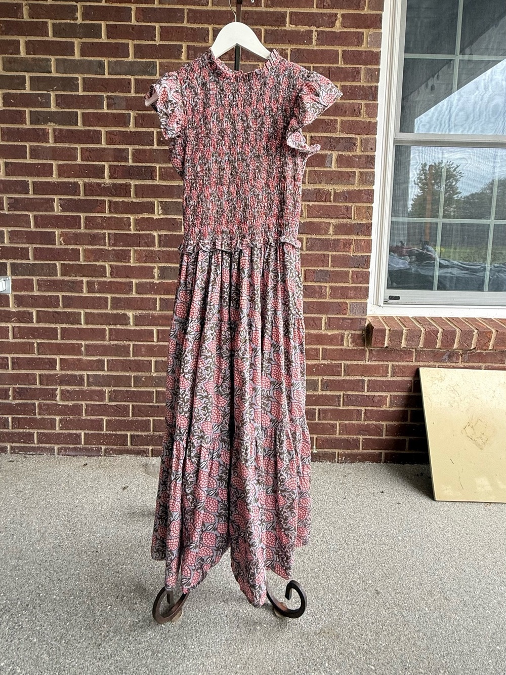 Perry Walker Collective Women’s Floral Patterned Ruffle Sleeve Maxi Dress (Med)
